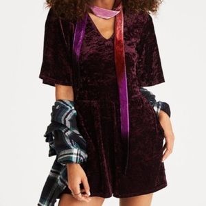 Velvet Maroon Romper